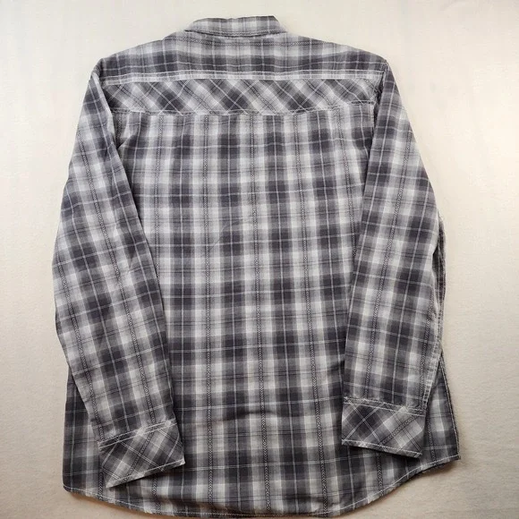 BKE Buckle Shirt Men XL Western Black Gray White Plaid Long Sleeve Metal Buttons - Picture 10 of 12